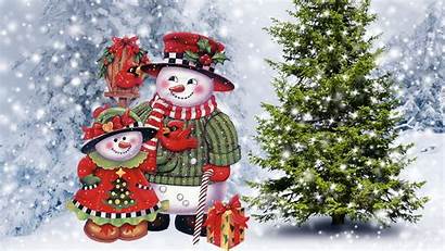 Snowman Christmas Snowmen Tree Desktop Wallpapers Winter