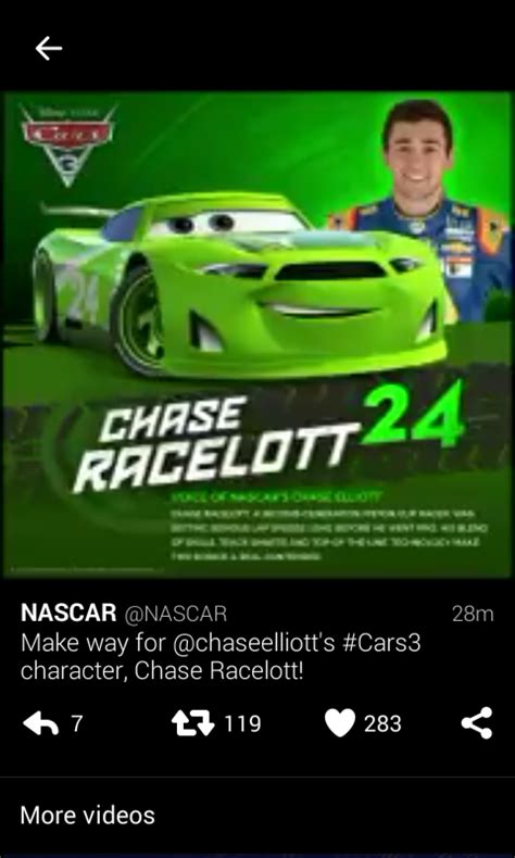 Nascar drivers pass through at tremendously elevated speeds, over 200 miles per hour. Chase Racelott #Cars3 | Chase elliott, Chase elliot, Nascar