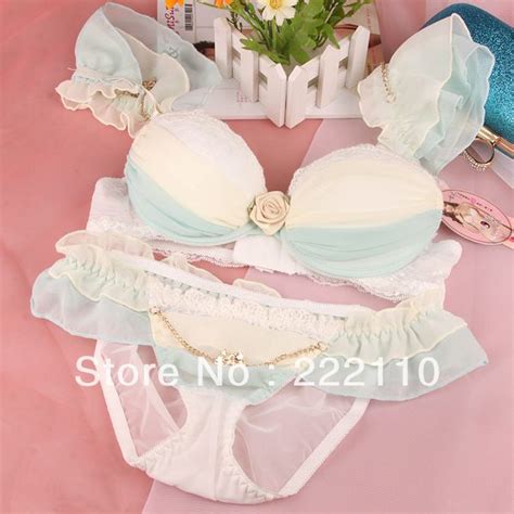 hot sale women s lace bow 3 breasted bra underwear set stripe dot push up low price free