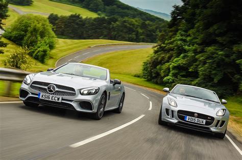 Before we can drive them all together, here's how they line up. Jaguar F-Type Convertible vs Mercedes SL | What Car?