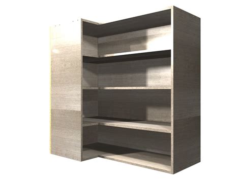 Option for width of connected cabinet change. 90 degree CORNER adjustable shelf wall cabinet (LEFT side ...