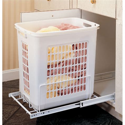 Laundry hampers are not the most stylish or elegant thing you can display in your home but their practicality reserves them a nice spot in the laundry room or bathroom so you might as well take you can park them under the counter most of the time to save floor space. Rev-A-Shelf White Pull-Out Polymer Laundry Hamper for ...