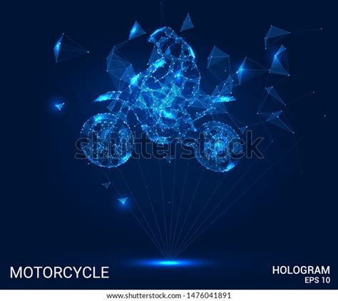 Hologram Motorcycle Motocross Polygons Triangles Points Stock Vector