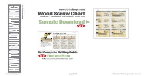 Wood Screw Chart Woodworking Guide Pdf Document