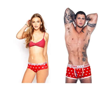 Qizxim Fashion Couple Panties Underwear Stars Stripes Printed Hot Men Boxers Women Underwear