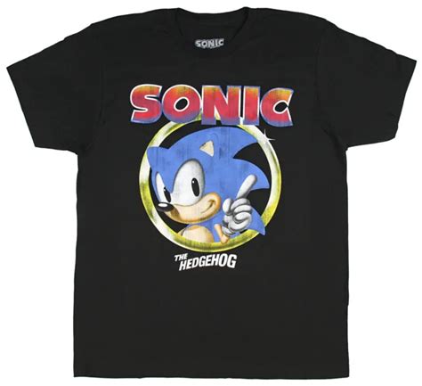 Sonic The Hedgehog Pointing Finger Sega Video Game Mens T Shirt 1995