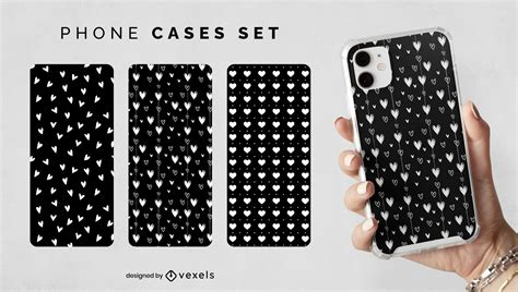 Patterned Hearts Phone Case Design Set Vector Download