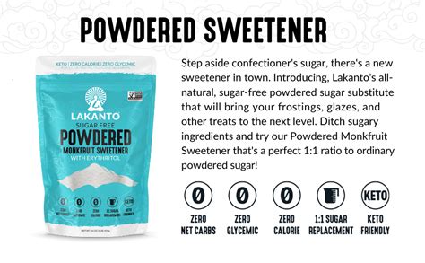 Lakanto Powdered Monk Fruit Sweetener Powdered Sugar Substitute Zero