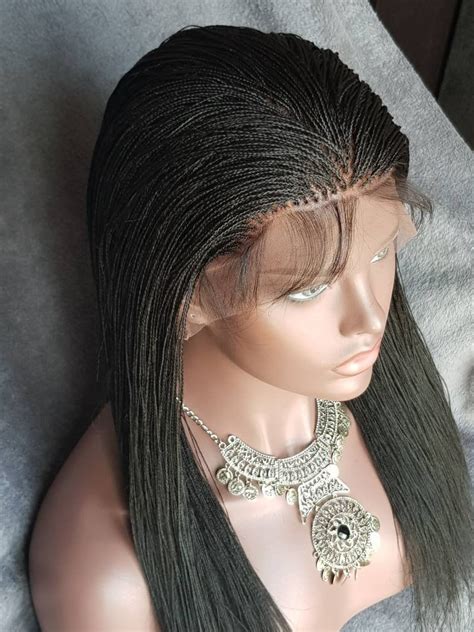 Handmade Glueless Braided 360 Lace Wig Million Plaits Braids Colour 1b