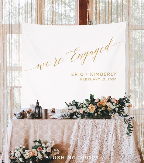 We Re Engaged Backdrop Engagement Party Photo Backdrop Engagement Party Decorations