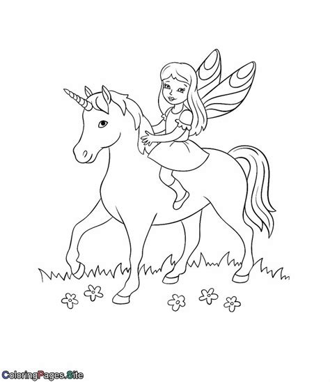beautiful fairy riding  unicorn coloring page unicorn coloring pages fairy coloring pages