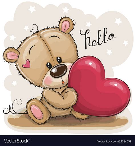 Cute Teddy Bear With Heart Royalty Free Vector Image