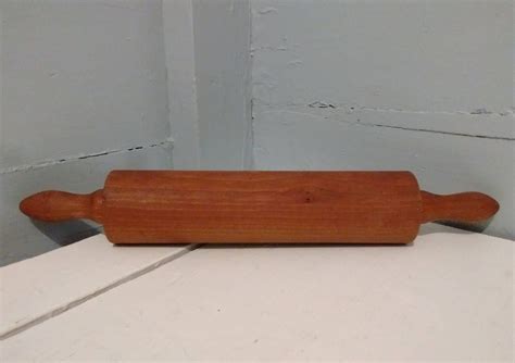 Rolling Pin Old Fashioned Wood Solid Contoured Handles Dark Wood