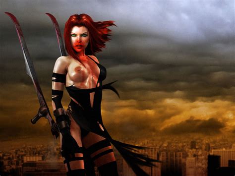 Rule 34 Blood Bloodrayne Breasts Green Eyes Looking At Viewer Majesco