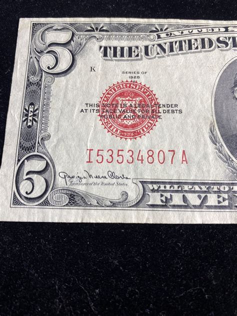 1928 5 dollar bill red seal | eBay