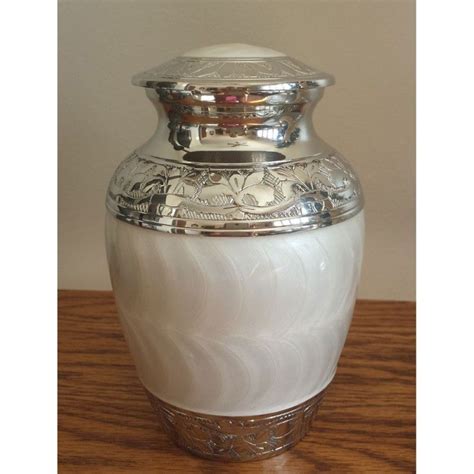 Extra small alder cremation urn w/ pawprints. Small White Pearl Cremation Urn | Pet cremation urns ...