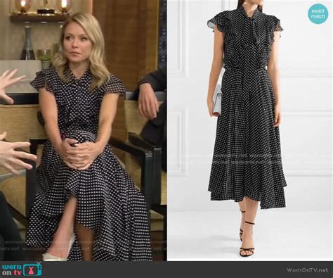 Wornontv Kellys Black Polka Dot Ruffle Midi Dress On Live With Kelly