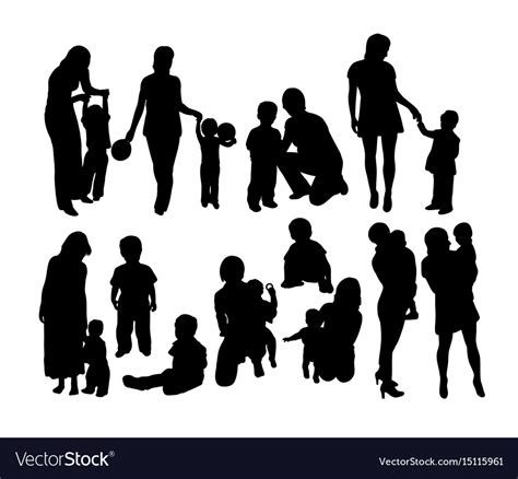 Mother With Son Silhouettes Royalty Free Vector Image