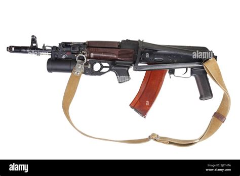 Kalashnikov Ak 74 Rifle With Under Barrel Grenade Launcher Isolated On