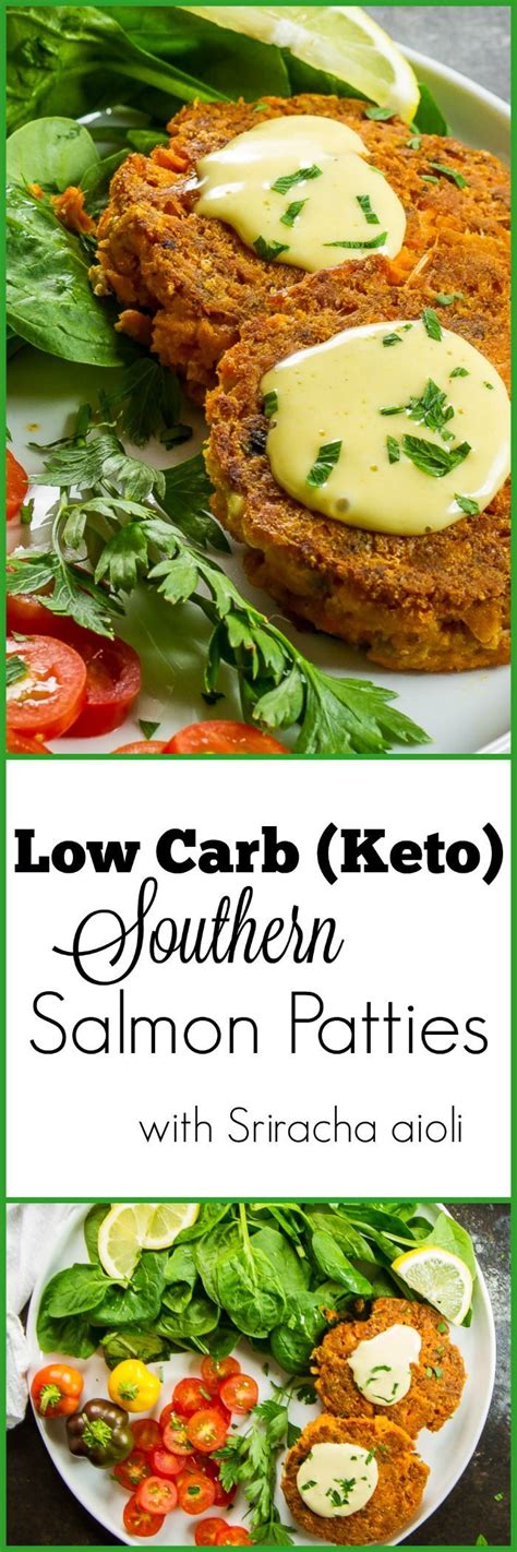 Unfortunately you aren't going to find it available from a wild caught source for this keto baked garlic parmesan salmon recipe. Low Carb Southern Salmon Patties with Sriracha Aioli | Recipe | Keto salmon, Salmon patties ...