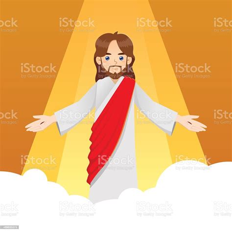 Jesus Christ On The Clouds Stock Illustration Download Image Now
