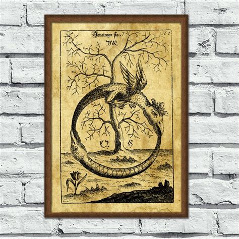 Alchemy Ouroboros Tree Of Life Alchemy Occult Print