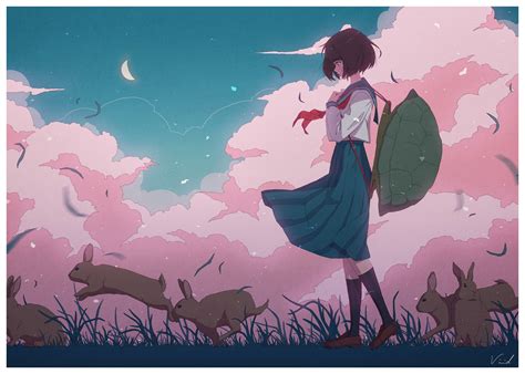 Wallpaper Id 142809 Anime Anime Girls Sky Clouds School Uniform
