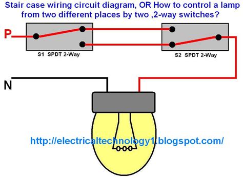 Wiring a 3 way switch. StairCase Wiring Circuit Diagram. Electrical Technolgy