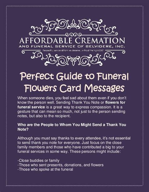 Perfect Guide To Funeral Flowers Card Messages