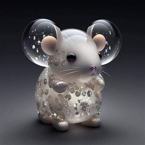 A Glass Mouse With Bubbles In It S Ears