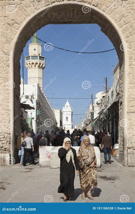 Two Women Exit The Old Town Of Tripoli Libya Editorial Stock Photo