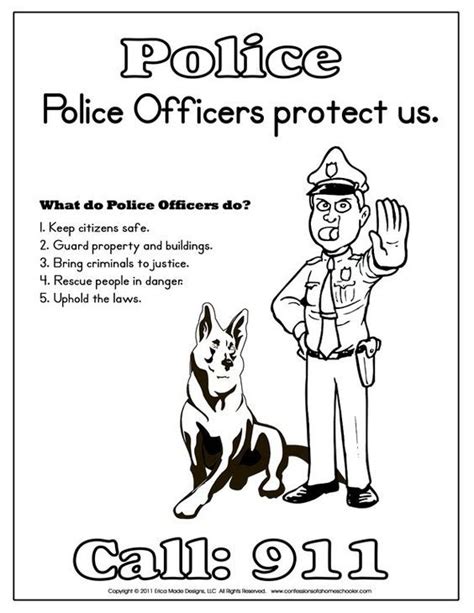 A Police Officer And His Dog Are Shown In This Coloring Page