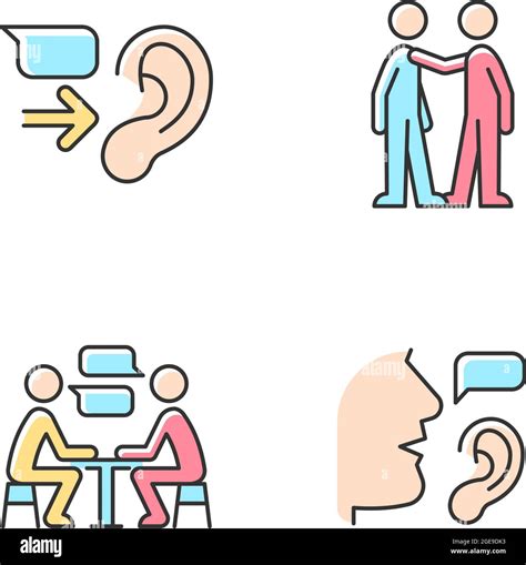 Verbal And Nonverbal Communication Rgb Color Icons Set Stock Vector