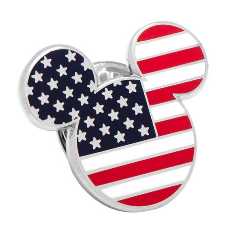 Disneys Mickey Mouse Head American Flag Lapel Pin American Flag