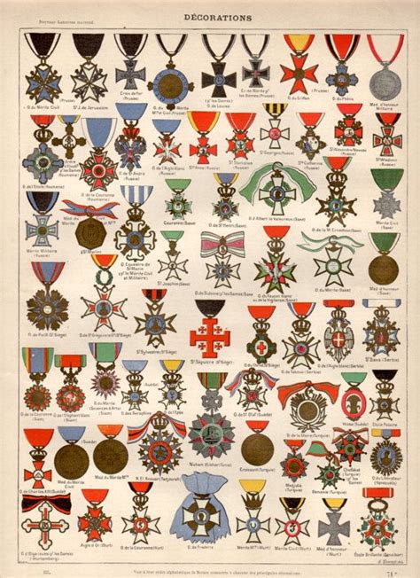 Medals Orders And Decorations 1897 Antique Print By Craftissimo Military