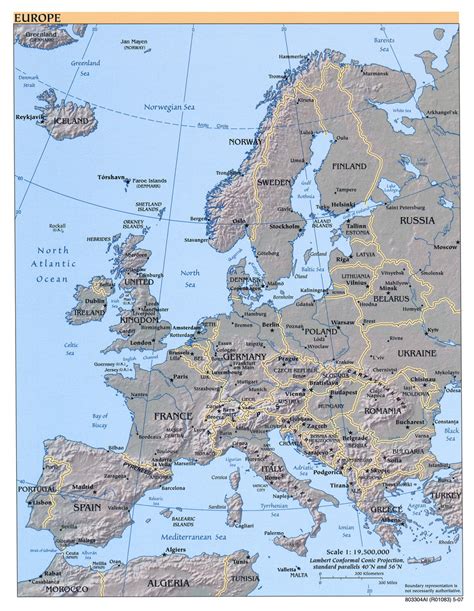 Europe Physical Map Full Size Ex