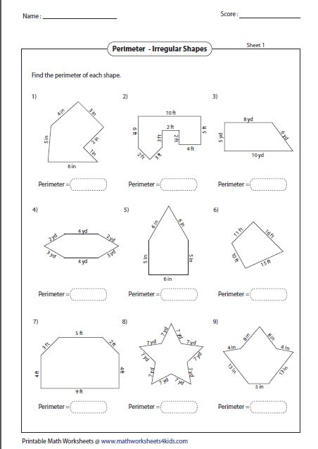 Finding The Perimeter Worksheets | 99Worksheets