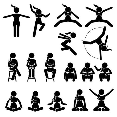 Stick Figure Female Girl Lady Woman Women Postures Poses Gestures Jump