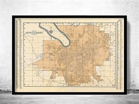 Old Map Of Montgomery Alabama Vintage Map Wall Map Print Vintage Maps