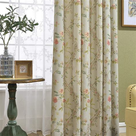 Vogol Vintage Floral Printed Curtains Rustic Flower Blossom Grommet