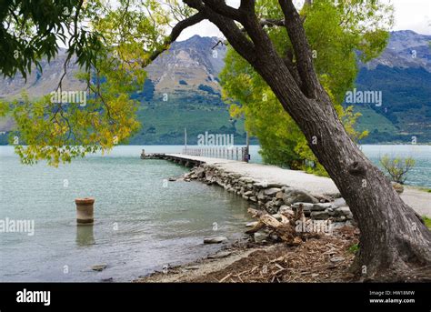 Pier On Lake Wakatipu At Glenorchy Near Queensland On The South Island