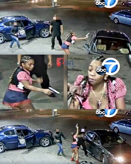 see how a pretty lady pulled out a gun from under her skirt in dramatic gas station shooting