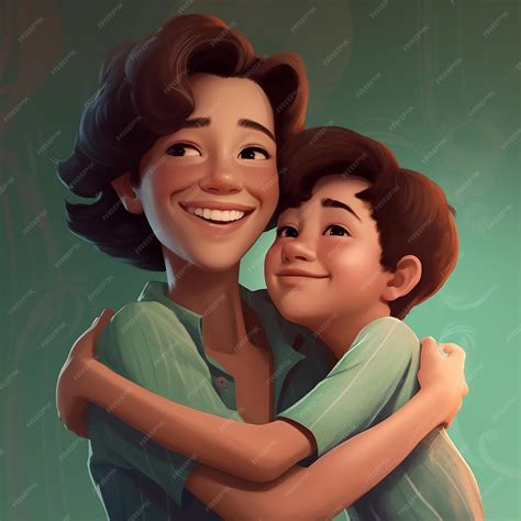 Premium Ai Image A Cartoon Of A Mother And Son Hugging