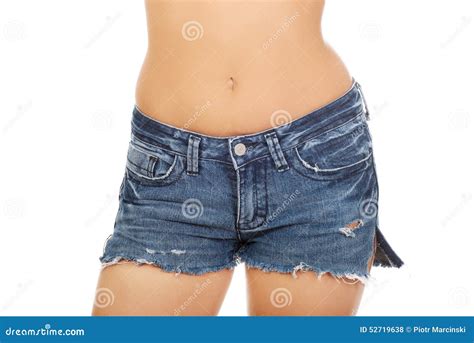 Shirtless Woman In Jeans Shorts Stock Photo Image Of Sensual Attractive