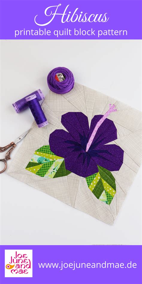 The lush hibiscus reminds us of sunny beaches and tropical breezes. awesome hibiscus flower quilt block pattern, PDF printable pattern, instant download in 2020 ...