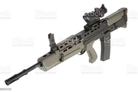 British Assault Rifle L85 Isolated On A White Background Stock Photo