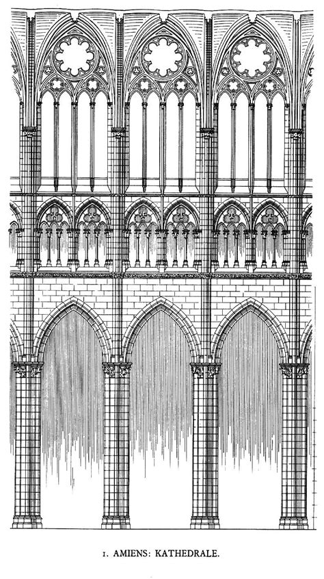 Amiens Cathedral Elevation Of The Nave The Cathedral Has A Three