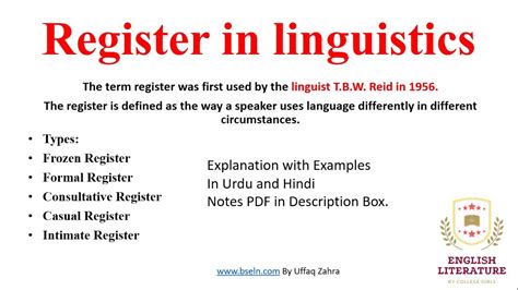 Register In Speech Register In Linguistics Explanation With Examples