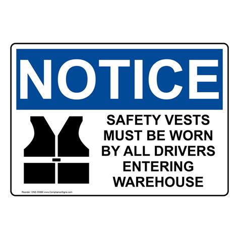 osha safety vests must be worn by sign with symbol one 35990