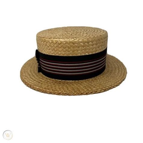 Vintage Stetson Select Boater Skimmer Straw Hat Size 7 18 Excellent